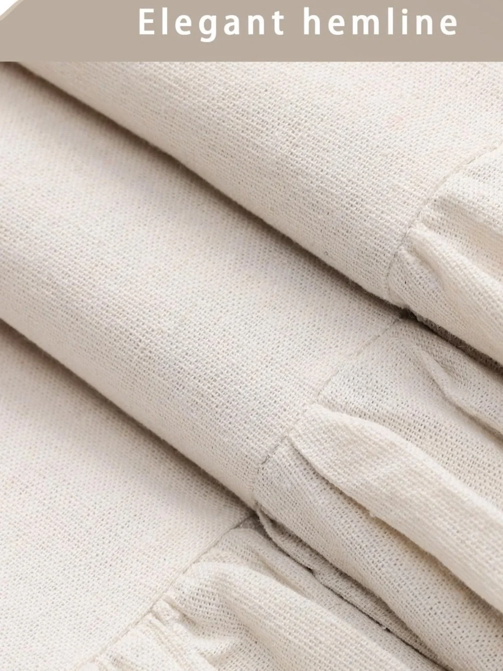 Farmhouse Boho Shower Curtain Ruffle Linen Shower Curtain Cream 72